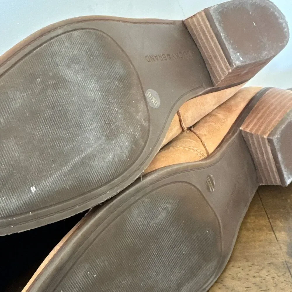 Lucky Brand Tan Leather Shootie Booties Women's 11 Western Boho Comfort